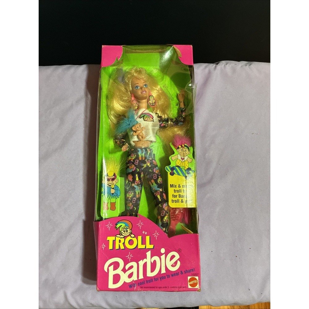 1992 Troll Barbie with mix and match troll hair includes Troll Doll